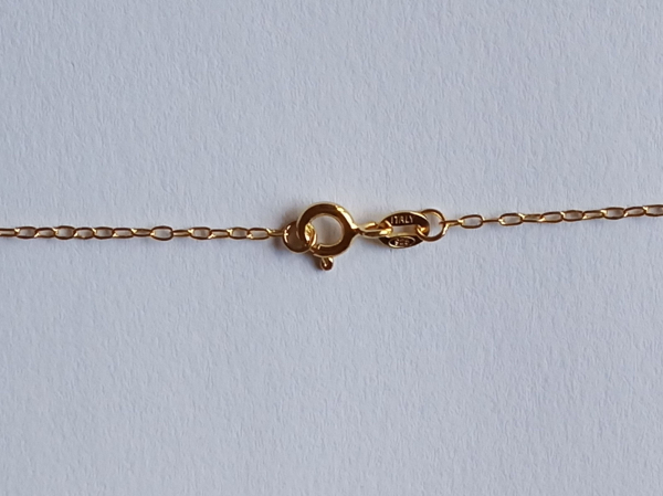 gold plated silver chain with white zirconia pendant-anchor chain 45 cm----
